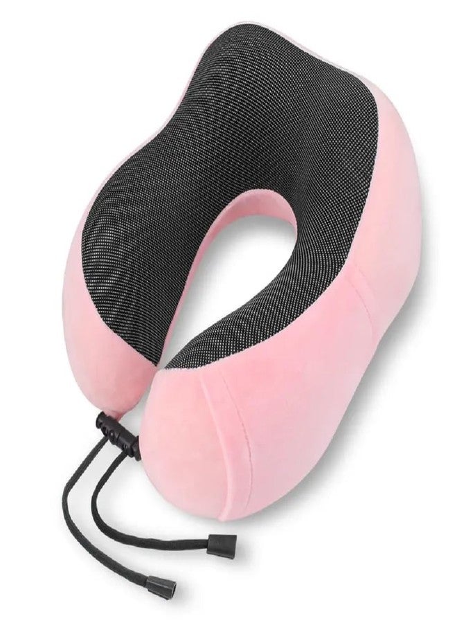 Topinon Neck Pillow for Travel - Travel Pillow for Flights - Travelling Accessories for Train - Neck Support Pillow for Car - Neck Rest for Sleeping - Memory Foam Pillows for Men Woman (Pink) - Image 1